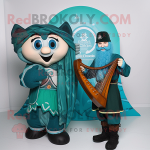 Teal Celtic Harp mascotte...