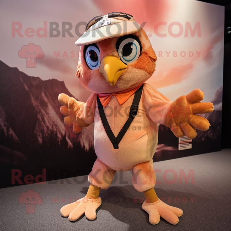 Peach Falcon mascot costume character dressed with a Playsuit and Shoe clips Peach Falcon mascot costume character dressed with a Playsuit and Shoe clips