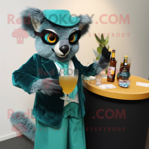 Teal Lemur mascotte kostuum...