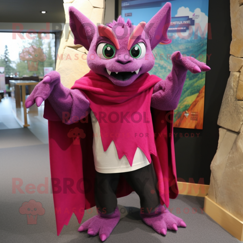 Magenta Gargoyle mascot costume character dressed with a Cardigan and Scarf clips