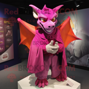 Magenta Gargoyle mascot costume character dressed with a Cardigan and Scarf clips