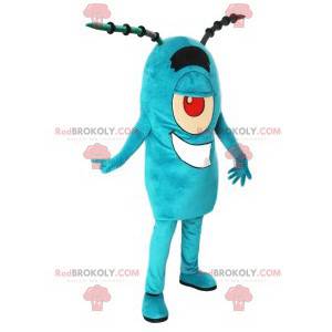 Turquoise cyclops monster mascotte met antennes - Redbrokoly.com