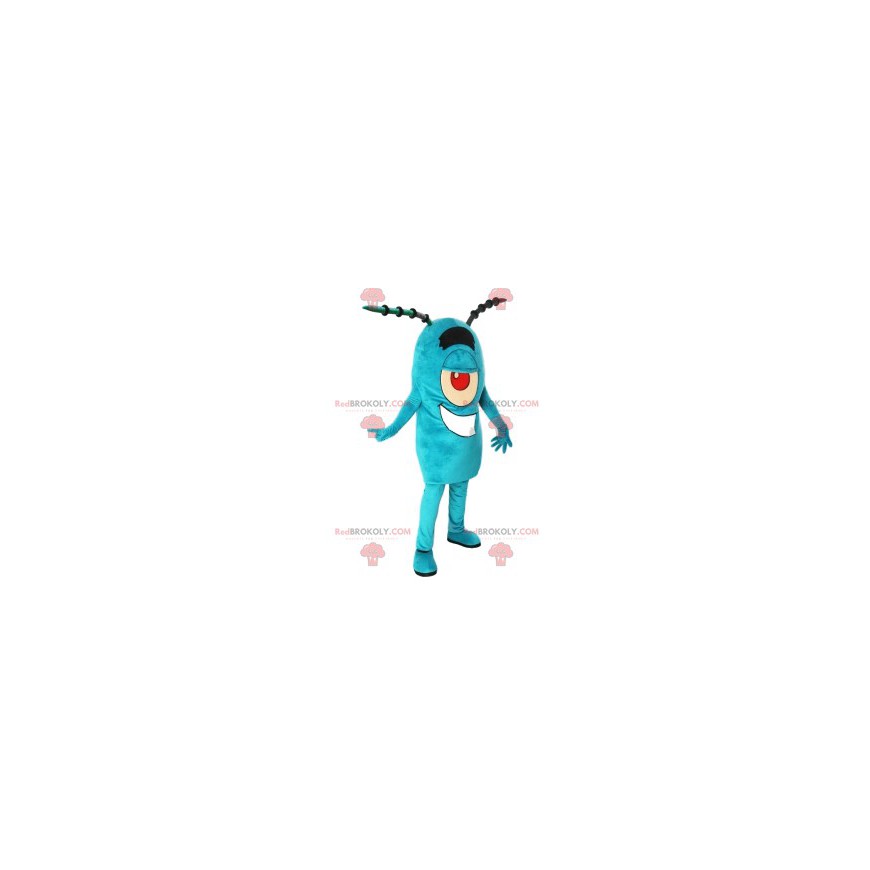Mascote monstro ciclope turquesa com antenas - Redbrokoly.com Mascote monstro ciclope turquesa com antenas - Redbrokoly.com