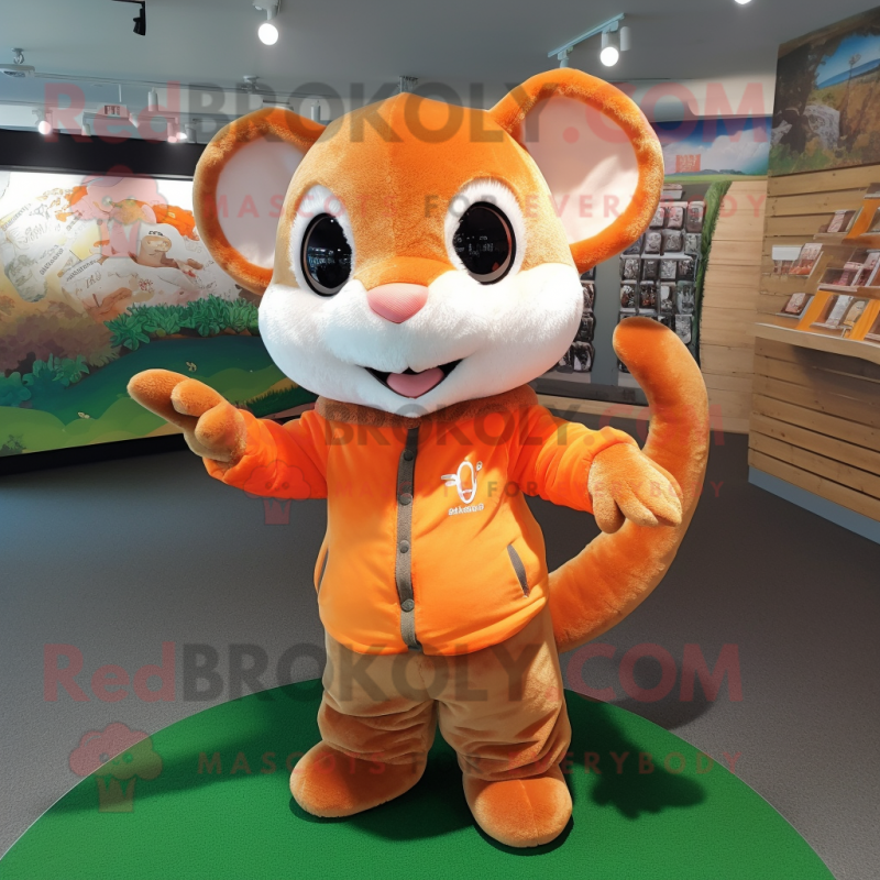 Orange Dormouse mascot costume character dressed with a Long Sleeve Tee and Keychains