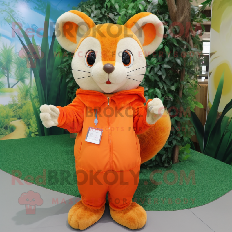 Orange Dormouse mascot costume character dressed with a Long Sleeve Tee and Keychains