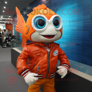 nan Goldfish mascot costume character dressed with a Moto Jacket and Cufflinks