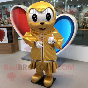 Gold Heart mascot costume character dressed with a Windbreaker and Shawls