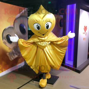 Gold Heart mascot costume character dressed with a Windbreaker and Shawls