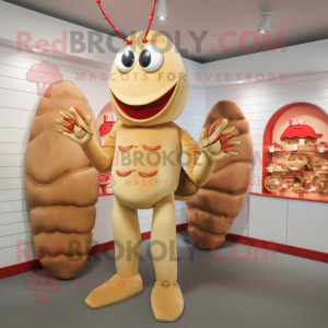 Beige Lobster Bisque mascot costume character dressed with a Bikini and Coin purses