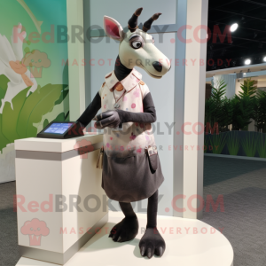 nan Okapi mascot costume character dressed with a Shift Dress and Wallets