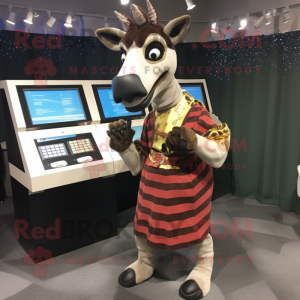 nan Okapi mascot costume character dressed with a Shift Dress and Wallets