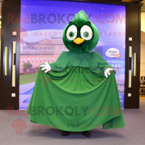 Forest Green Aglet mascot costume character dressed with a Ball Gown and Shawls