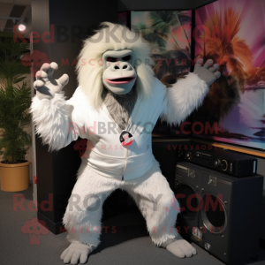 Vit Gorilla maskot kostym...