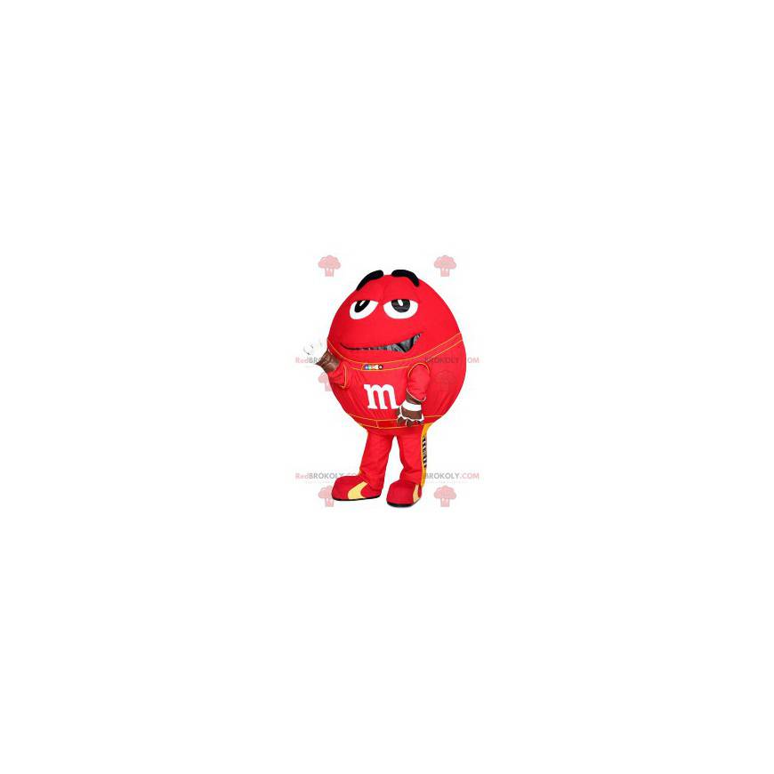 Mascote vermelho da M&M com olhos enormes - Redbrokoly.com