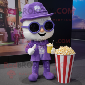 Lila Pop Corn maskot kostym...