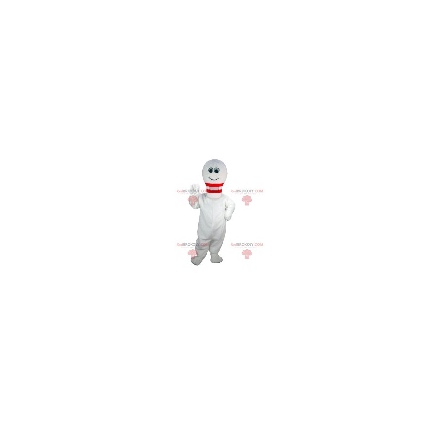 Roztomilý a usměvavý bílý bowling pin maskot - Redbrokoly.com Roztomilý a usměvavý bílý bowling pin maskot - Redbrokoly.com