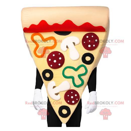 Mascote gourmet de pizza com chouriço, cogumelos e natas -
