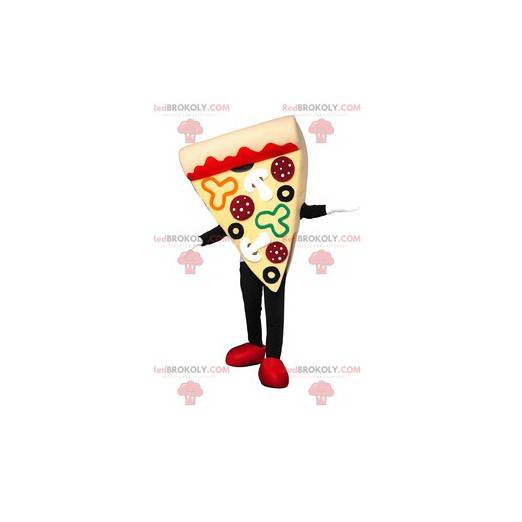 Gourmet-pizza maskot med chorizo, svampe og fløde -
