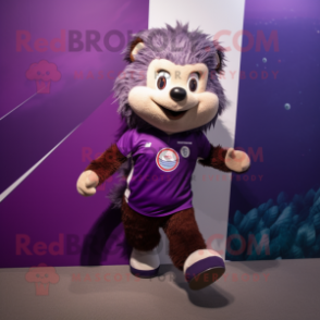 Purple Hedgehog mascot costume character dressed with a Running Shorts and Scarves