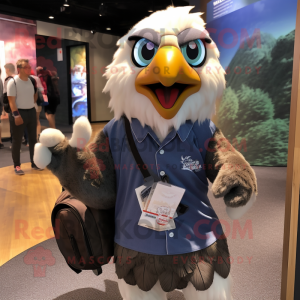 nan Eagle mascot costume character dressed with a Graphic Tee and Messenger bags