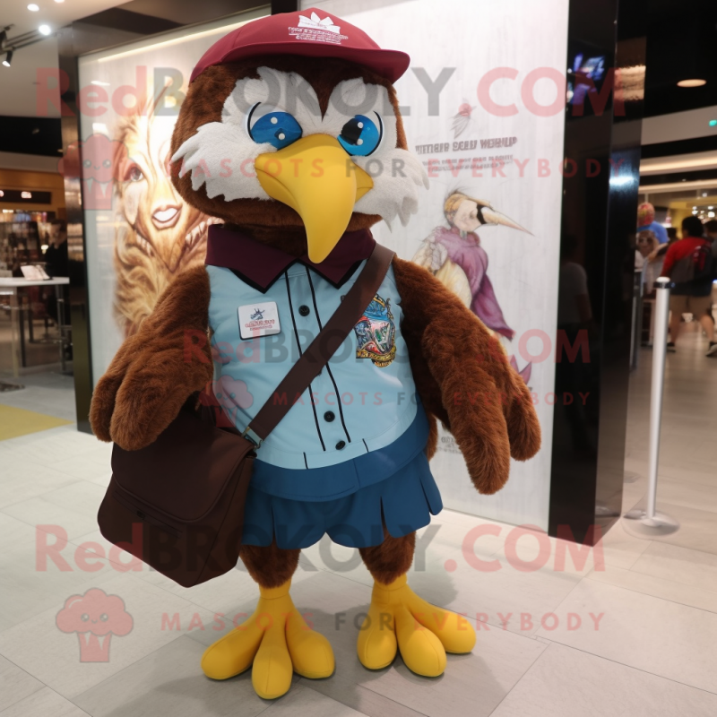 nan Eagle mascot costume character dressed with a Graphic Tee and Messenger bags
