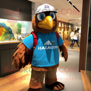 nan Eagle mascot costume character dressed with a Graphic Tee and Messenger bags