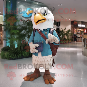 nan Eagle mascot costume character dressed with a Graphic Tee and Messenger bags
