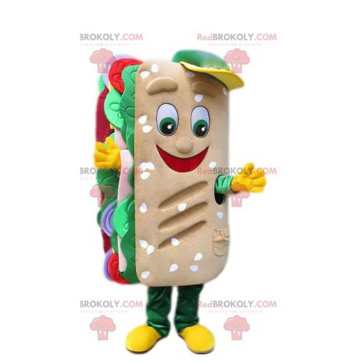 Mascot gourmet ensalada de panini, tomates y cebollas -