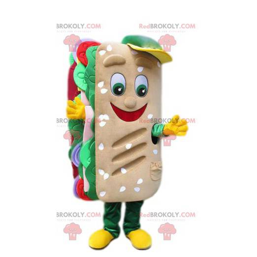 Mascotte de panini gourmand salade, tomates et oignons -