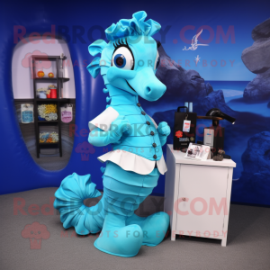 Cyan Seahorse mascotte...