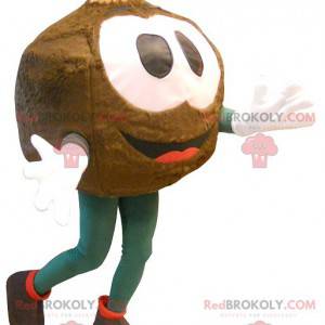 Grande mascote marrom com cabeça redonda - Redbrokoly.com