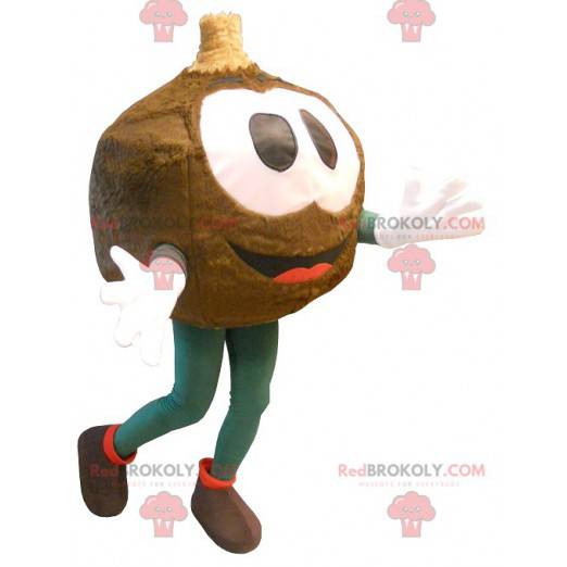 Grande mascotte testa rotonda marrone - Redbrokoly.com