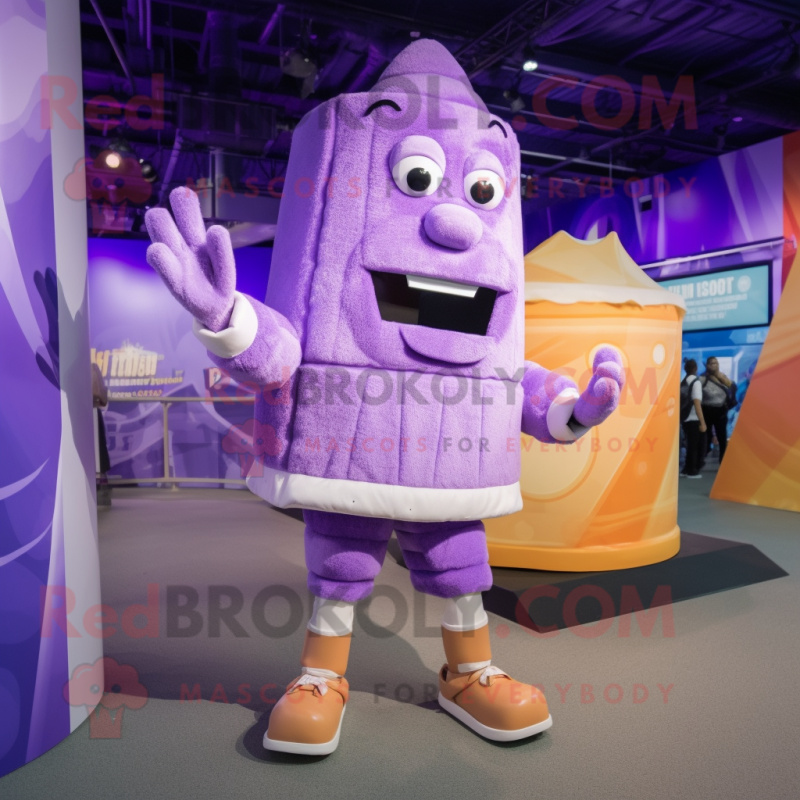 Purple Ice Cream Cone mascot costume character dressed with a Cargo Shorts and Foot pads