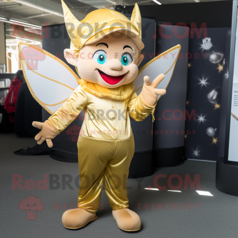 Gold Tooth Fairy mascot costume character dressed with a Jumpsuit and Messenger bags