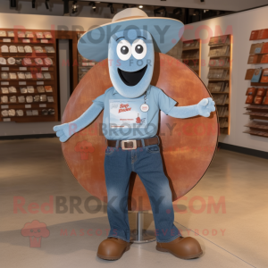 Rust Plate Spinner mascot costume character dressed with a Chambray Shirt and Keychains
