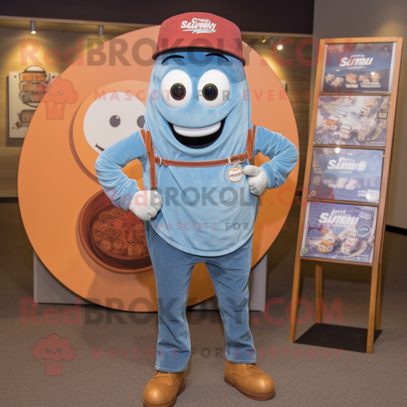 Rust Plate Spinner mascot costume character dressed with a Chambray Shirt and Keychains