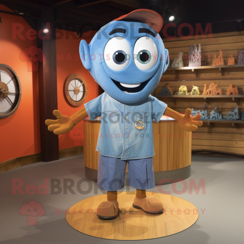 Rust Plate Spinner mascot costume character dressed with a Chambray Shirt and Keychains