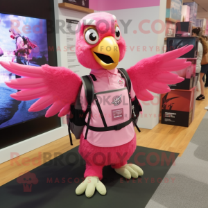 Pink Falcon maskot kostume...