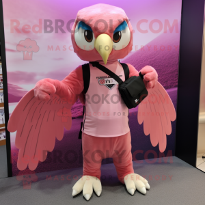 Pink Falcon maskot kostume...