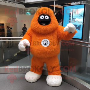 Orange Yeti mascot costume character dressed with a Turtleneck and Bracelet watches