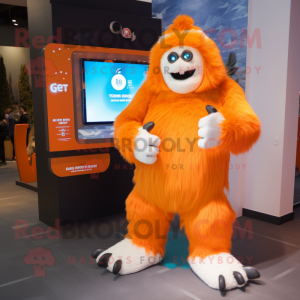 Orange Yeti mascot costume character dressed with a Turtleneck and Bracelet watches