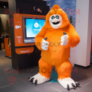 Orange Yeti maskot kostume...