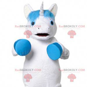 Mascot unicornio blanco y pelo turquesa - Redbrokoly.com