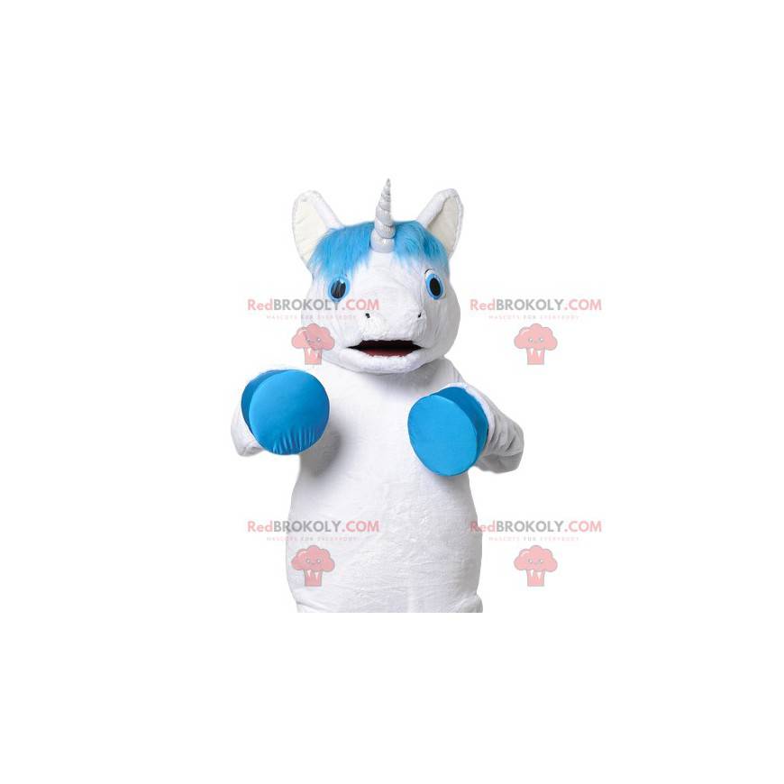 Mascot white unicorn and turquoise hair - Redbrokoly.com