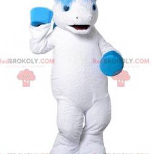 Mascot white unicorn and turquoise hair - Redbrokoly.com