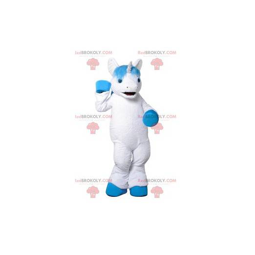 Mascot unicornio blanco y pelo turquesa - Redbrokoly.com