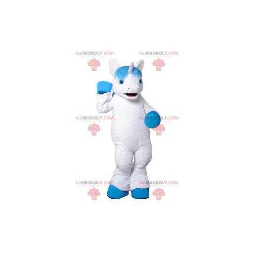 Mascot white unicorn and turquoise hair - Redbrokoly.com