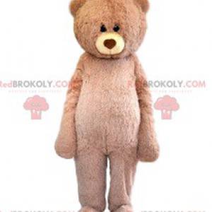 For sød beige bjørnemaskot med sit ømme blik - Redbrokoly.com