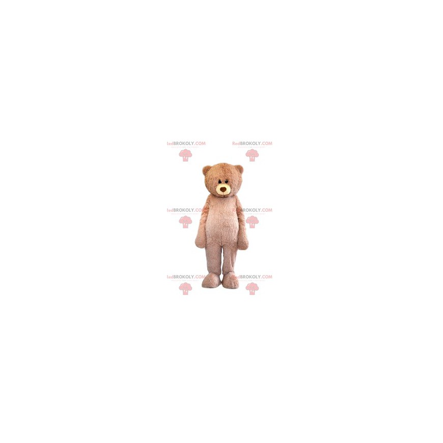 Mascotte d'ours beige trop mignon avec son regard tendre -