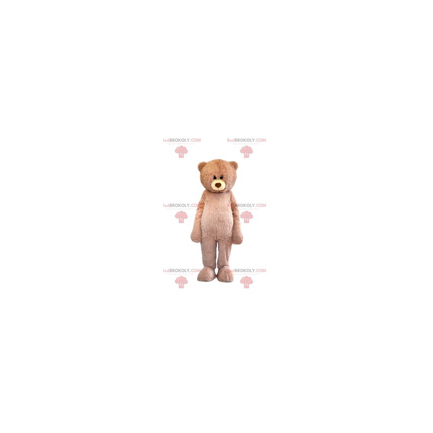 Too cute beige bear mascot with his tender gaze - Redbrokoly.com